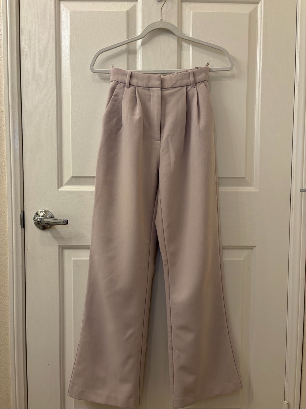 Abercrombie & Fitch Curve Love Sloane Tailored Wide Leg Pants in Light Taupe 24R